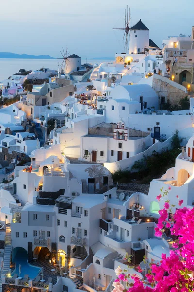 Oia village at night, Santorini — Stock Photo, Image