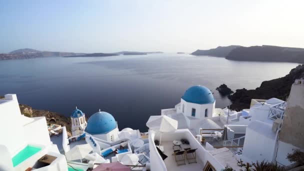 Fehér belfries Santorini sziget, Görögország — Stock videók