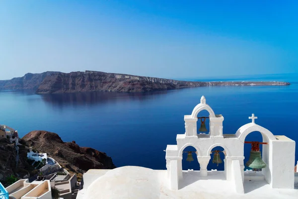 White belfry, Santorini island, Greece — Stock Photo, Image