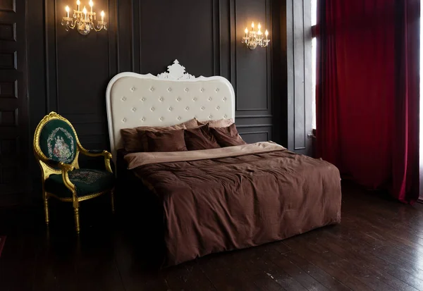 Спальня интерьера крупным планом — стоковое фото