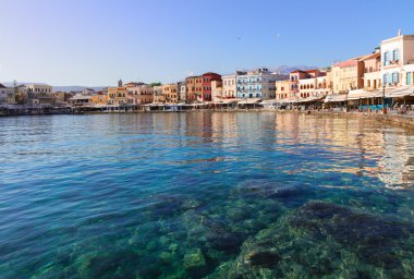 clear water of Chania habour, Crete, Greece clipart
