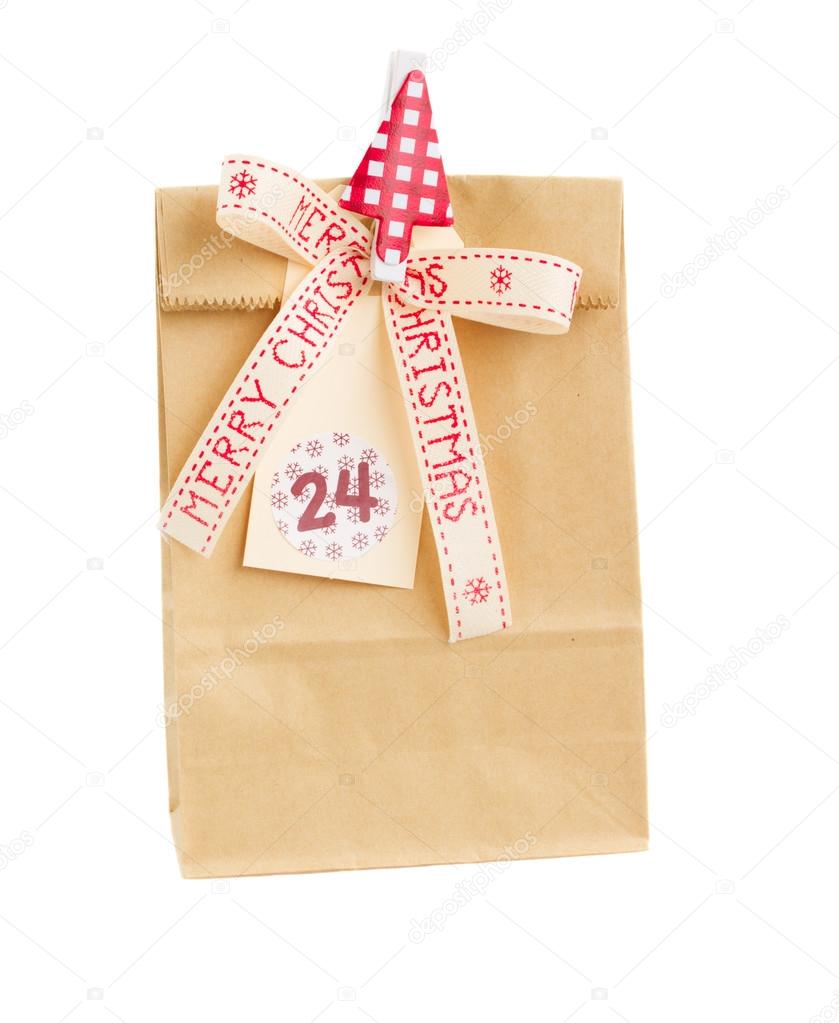 paper bag with christmas tag