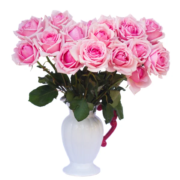 Bouquet of fresh pink roses in vase — Stock Photo, Image