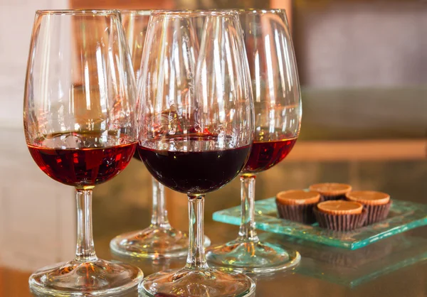 Glasses of ruby port wine — Stock Photo, Image