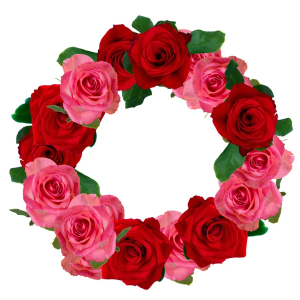 Red and white roses wreath — Stock Photo, Image