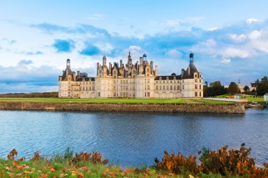 Chambord chateau gün batımında, Fransa