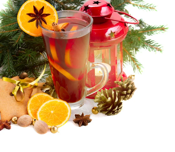 Glass of christmas mulled wine — Stock Photo, Image