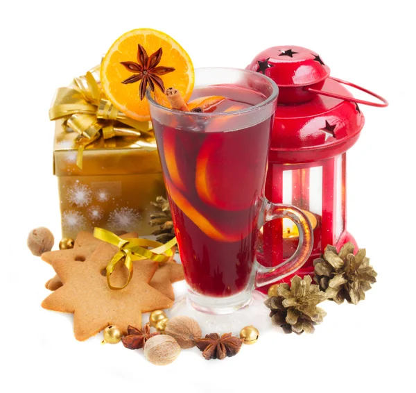 Glass of christmas mulled wine — Stock Photo, Image