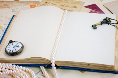 boş açık vintage kitap