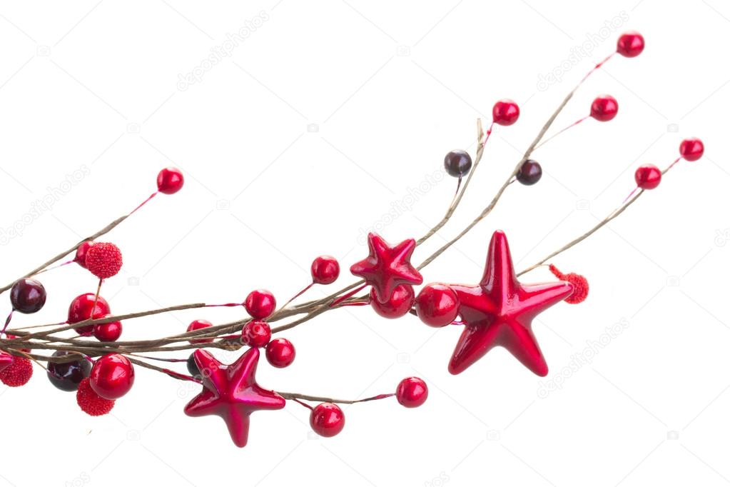 branch of christmas stars and berries