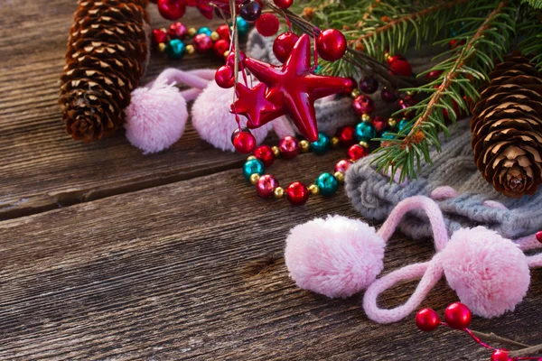 Decoraciones de Navidad con calcetines de lana —  Fotos de Stock