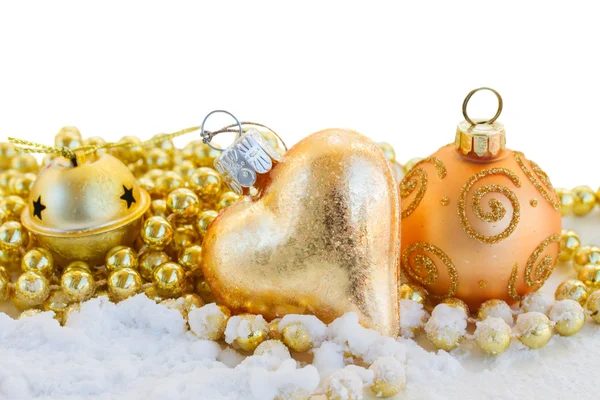 Golden christmas decorations — Stock Photo, Image