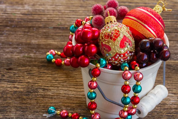 Pot with christmas decorations — Stock Photo, Image