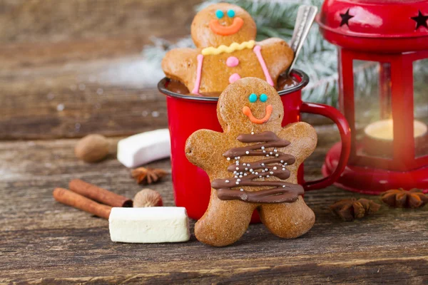 Two traditional homemade gingerbread man — Stock Photo, Image