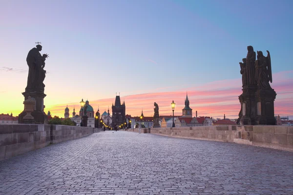 Pont Charles au coucher du soleil, Prague — Photo