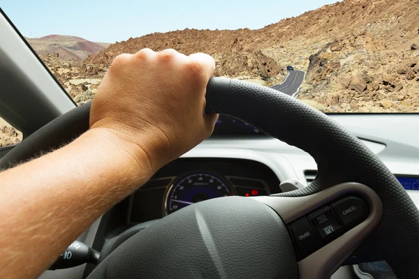 Driving a car on street — Stock Photo, Image