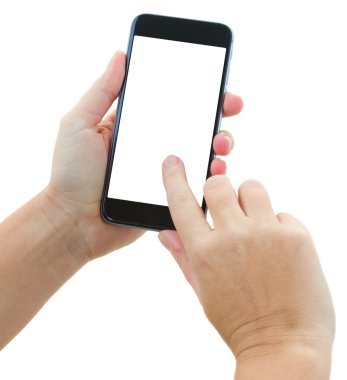modern bir akıllı telefon tutan eller