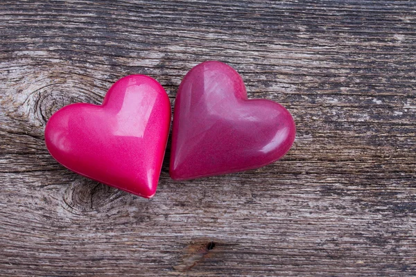 Two pink  hearts — Stock Photo, Image