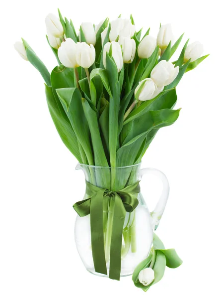 Bouquet of white  tulips in vase — Stock Photo, Image