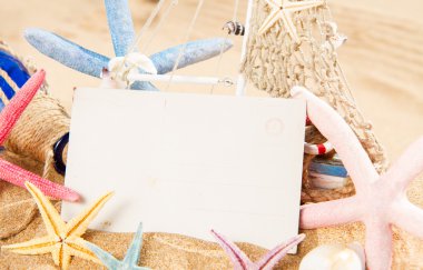 Deniz yıldızı ile boş kartpostal