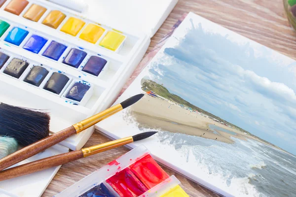 White canva with watercolor stroke — Stock Photo, Image