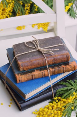 Bir yığın eski kitap.