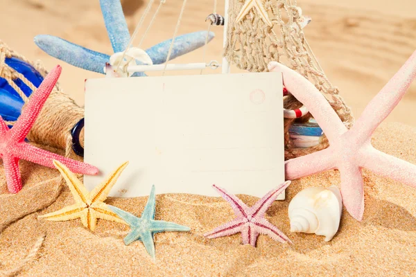 Empty postcard with starfish — Stock Photo, Image