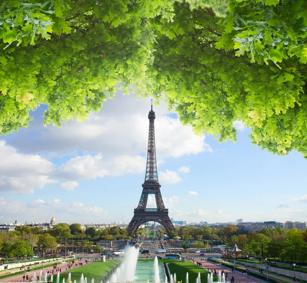 Eiffeltour en vanuit Trocadero, Parijs — Stockfoto