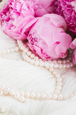 bir Şakayık dantel üzerinde pembe