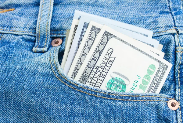 Dolara pieniędzy w kieszeni — Zdjęcie stockowe