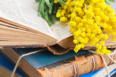 Bir yığın eski kitap.