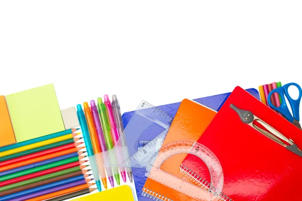 Notebook with school supplies — Stock Photo, Image