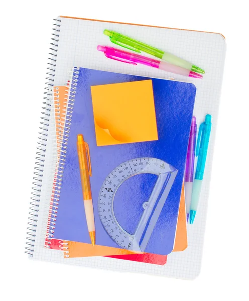 Notebook with school supplies — Stock Photo, Image