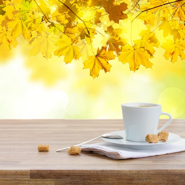 Taza de café en jardín de otoño —  Fotos de Stock