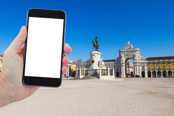 Concepto de viaje con Plaza de Comercio en Lisboa, Portugal — Foto de Stock