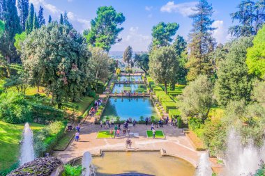 su cascade bahçeleri Darjeeling, Tivoli, İtalya nın görünümünü