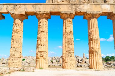 Eski Yunan harabeleriyle Selinunte sitesi, Sicilya Adası, İtalya