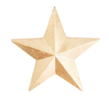 Beyaz arka planda altın yıldız amblemi yumuşak gölge prim minimalist tasarımı ile metalik kaplama ödül tanıma kutlamaları için ideal