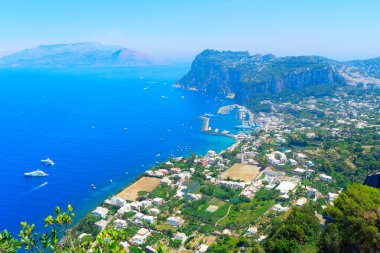 Marina Grande bay yukarıdan, ünlü Capri Adası, İtalya