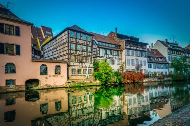 Fransa 'nın ortaçağ Strasbourg ilçesi Alacakaranlık, Alsace Fransa