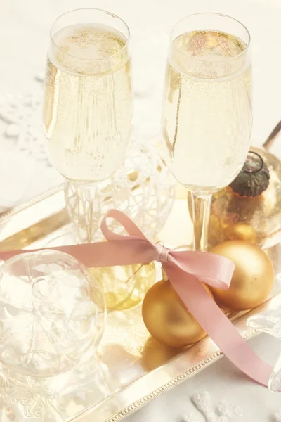 Christmas champagne in glasses — Stock Photo, Image