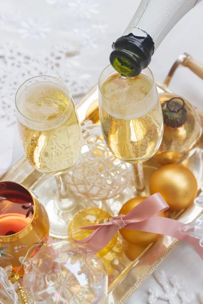 Christmas champagne glasses — Stock Photo, Image