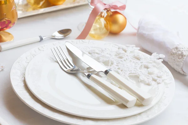 Conjunto de utensílios de mesa para o Natal — Fotografia de Stock