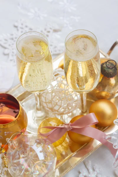 Christmas champagne glasses — Stock Photo, Image