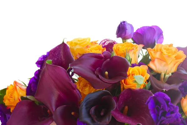 Calla-Lilie und Eustoma-Blumen — Stockfoto