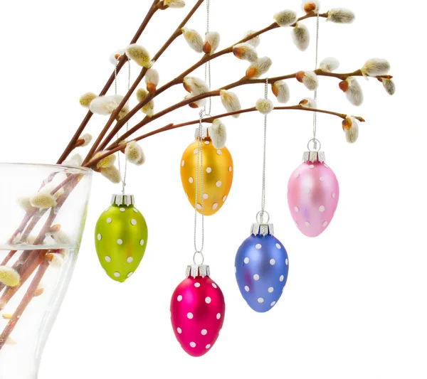 Colorful hanging easter eggs — Stock Photo, Image