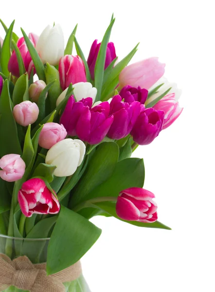 Bouquet of  pink, purple and white  tulips — Stock Photo, Image