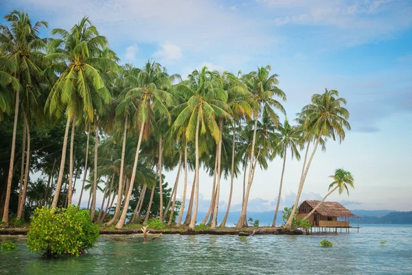 Bungalow su un'isola tropicale desertica — Foto Stock