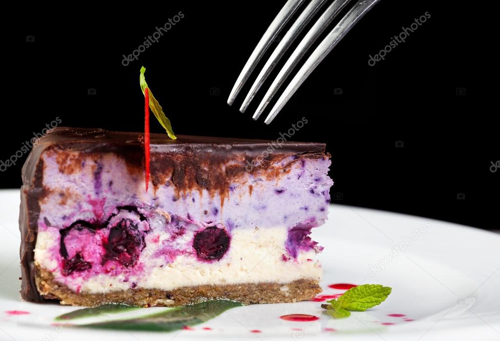 Çiğ vegan kek çatal ile — Stok Foto © byheaven 101289940