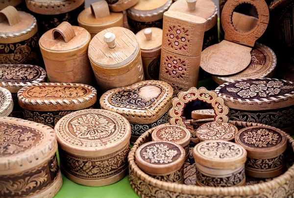 Utensílio de madeira no mercado — Fotografia de Stock